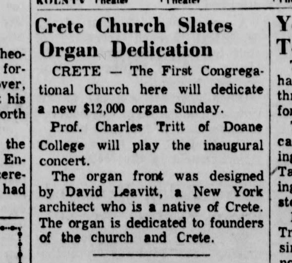 Organ Dedication - 5 Feb 55, LJS